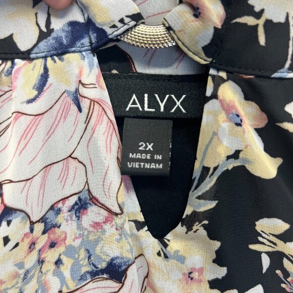 Alyx Women‎ Plus Size 2X Sleeveless Tunic Top Floral Pleated Lined Relaxed - Picture 3 of 11